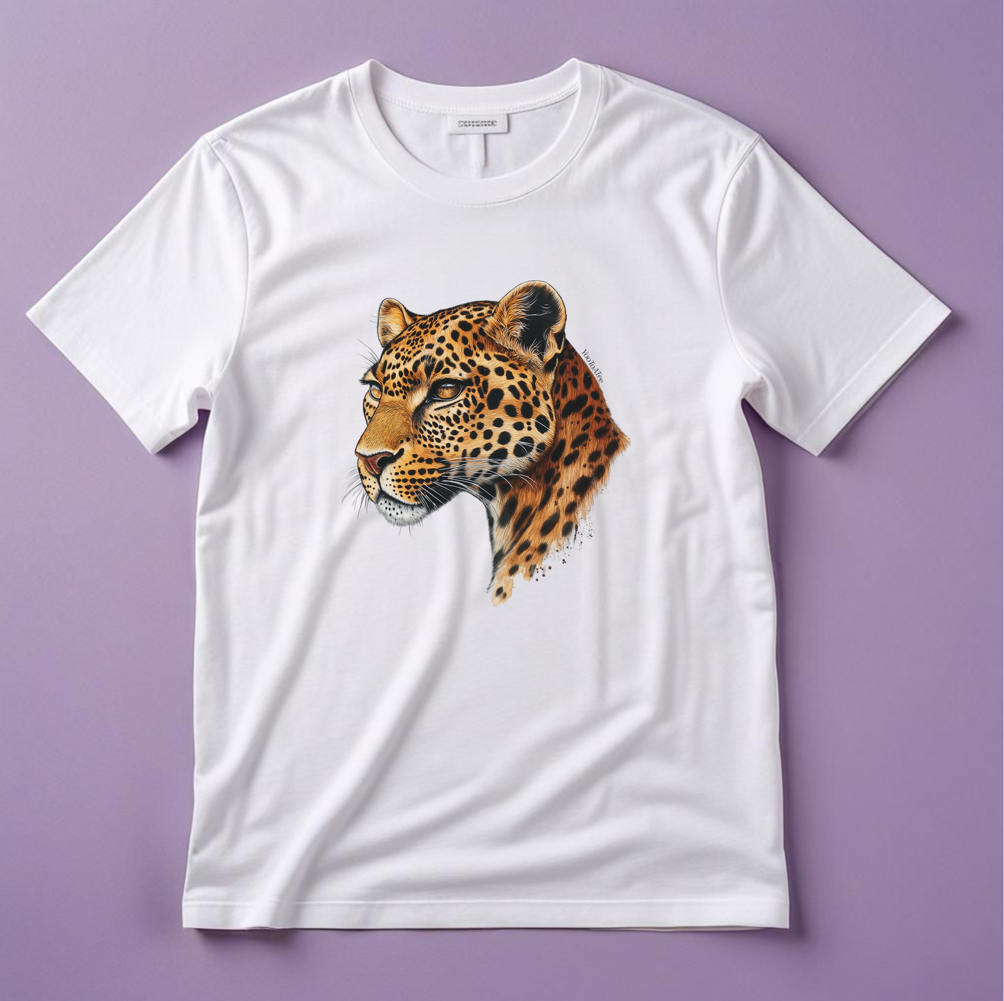 
Leopard Luxe Classic Tee organic cotton white graphic tee with leopard print by Yoo to Tee
