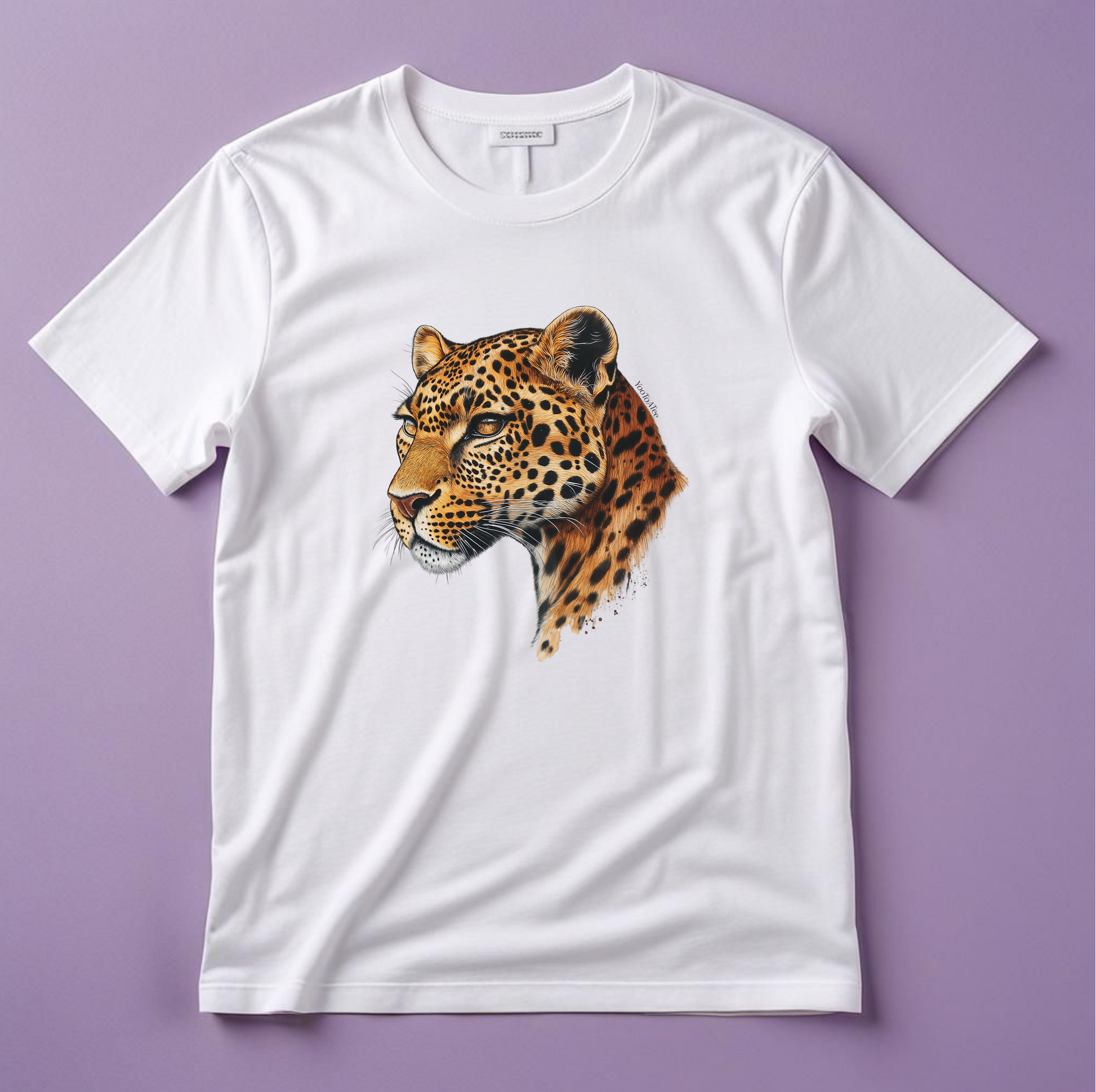 
Leopard Luxe Classic Tee organic cotton white graphic tee with leopard print by Yoo to Tee
